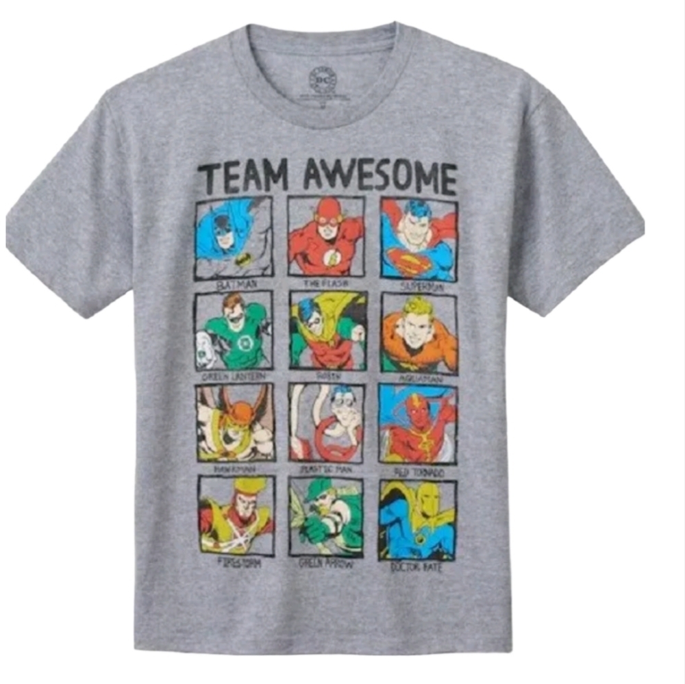 Justice T Shirt Boy's Size M Gray Graphic League Team DC Comics Short Sleeves